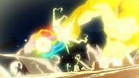 Pikachu usando gigarrayo fulminante en un flashback del EP1087.
