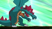 Druddigon usando Piel Dura/Piel Tosca.