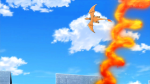 ...pero es fácilmente esquivado por el Charizard de Alain.