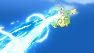 Politoed de Misty usando hidrobomba.