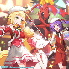 Artwork de Antón junto a Lylia con sus trajes de temporada.