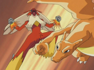 Charizard usando mega golpe.
