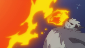Pangoro salvaje usando puño fuego.