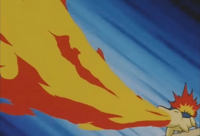 Cyndaquil usando lanzallamas.