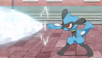 Riolu de Ash usando Onda de Vacío/Onda Vacío.