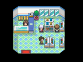 Interior de una tienda Pokémon en Pokémon Diamante, Pokémon Perla y Pokémon Platino.