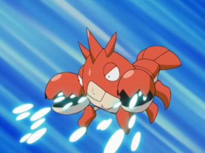 Corphish usando Rayo Burbuja.