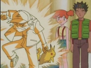 Pikachu de Ash usando Impactrueno.