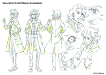 Concept art de Generaciones Pokémon del profesor Ciprés.