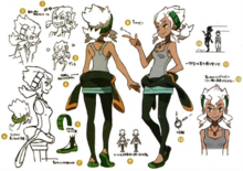 Bocetos de la profesora Pimpinela en Pokémon Sol y Pokémon Luna.