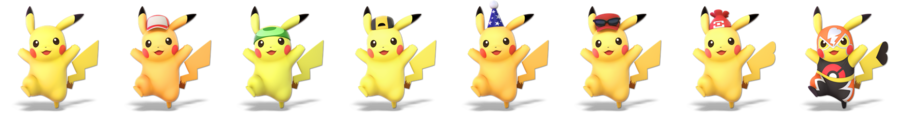 Paleta de colores de Pikachu en SSBU.
