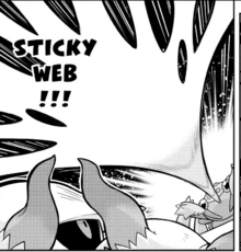 Galvantula de Nito usando red viscosa.