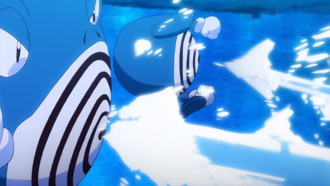 Poliwrath y Poliwhirl salvajes usando pistola agua.