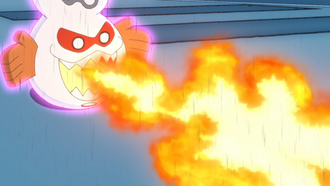 Darmanitan de Galar usando lanzallamas.