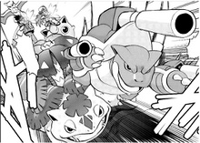 Saur como Mega-Venusaur junto a Mega-Blastoise.