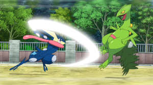 Greninja de Ash usando Corte.