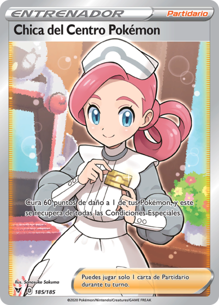 Archivo:Chica del Centro Pokémon (Voltaje Vívido TCG).png