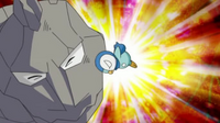 Piplup usando golpe cabeza.