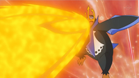 Empoleon de Barry/Empoleon de Benito usando hiperrayo.