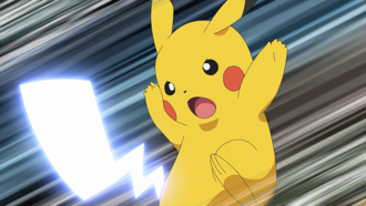 Pikachu de Ash usando cola férrea.