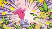 Tinkatuff de Doti usando carantoña.