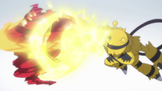 Incineroar usando lariat oscuro.