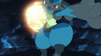 Lucario usando puño incremento.