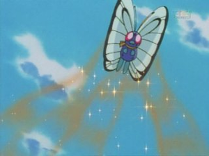 Butterfree de Ash usando Paralizador.