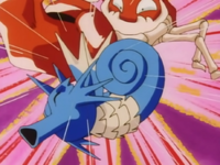 Kingler de Ash usando martillazo.