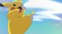 Pikachu de Ash usando cola de hierro/cola férrea.