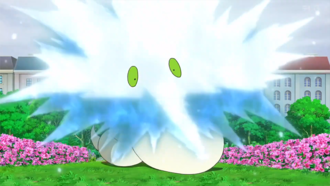 Sobble de Goh usando chorro de agua/pistola agua.