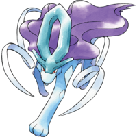 Suicune en la carátula de Pokémon Cristal.