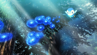 Piplup usando rayo burbuja.