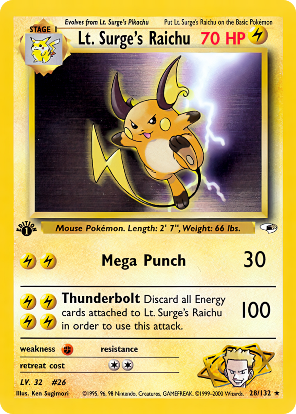 Lt. Surge's Raichu (Gym Heroes TCG) - WikiDex, la enciclopedia Pokémon