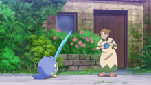 Spheal usando pistola agua.
