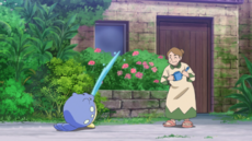 Spheal regando unas plantas.