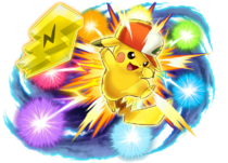 Arte oficial de Pikachu usando gigarraryo fulminante.