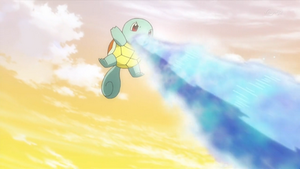 Squirtle usando pistola agua.