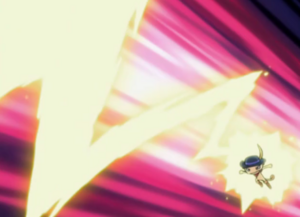 Meowth usando rayo.