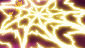 Pikachu de Ash usando Electrotela.