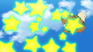 Growlithe de la oficial Jenny/agente Mara usando Meteoros/Rapidez.