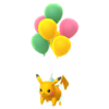 Pikachu Vuelo con globos verdes