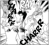 Ninetales de Blue/Azul usando giro fuego/giro de fuego.