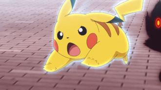 Pikachu de Ash usando ataque rápido.