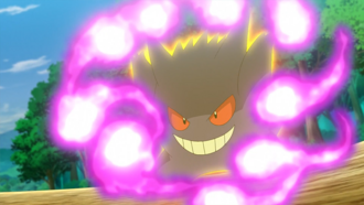 Gengar de Ash usando fuego fatuo.