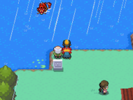 El Gyarados rojo en el Lago de la Furia en Pokémon Oro HeartGold y Pokémon Plata SoulSilver.