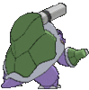 Imagen posterior de Mega-Blastoise variocolor en Pokémon X, Pokémon Y, Pokémon Rubí Omega, Pokémon Zafiro Alfa, Pokémon Sol, Pokémon Luna, Pokémon Ultrasol y Pokémon Ultraluna