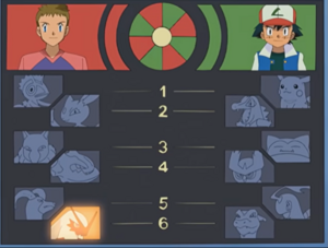 Pokémon de Ash en la pantalla.